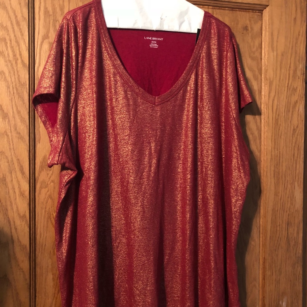 Lane Bryant Plus Sized Red w Gold glitter sweater
